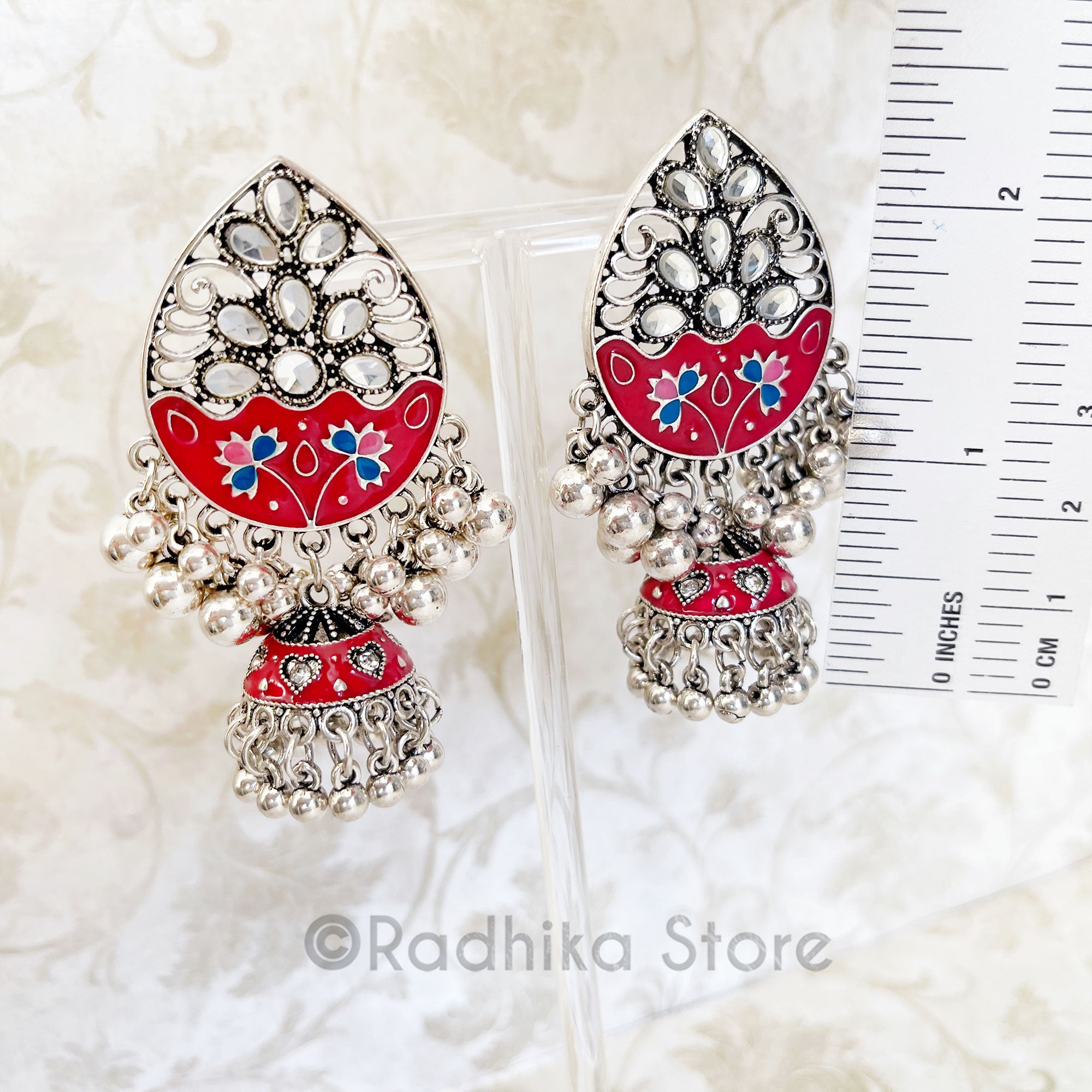 Haathi Silver Jhumka Earrings